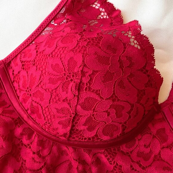 Maidenform Lightly Lined Convertible Lace Bralette Wireless 34B Red DM1188 NWT - Picture 2 of 8